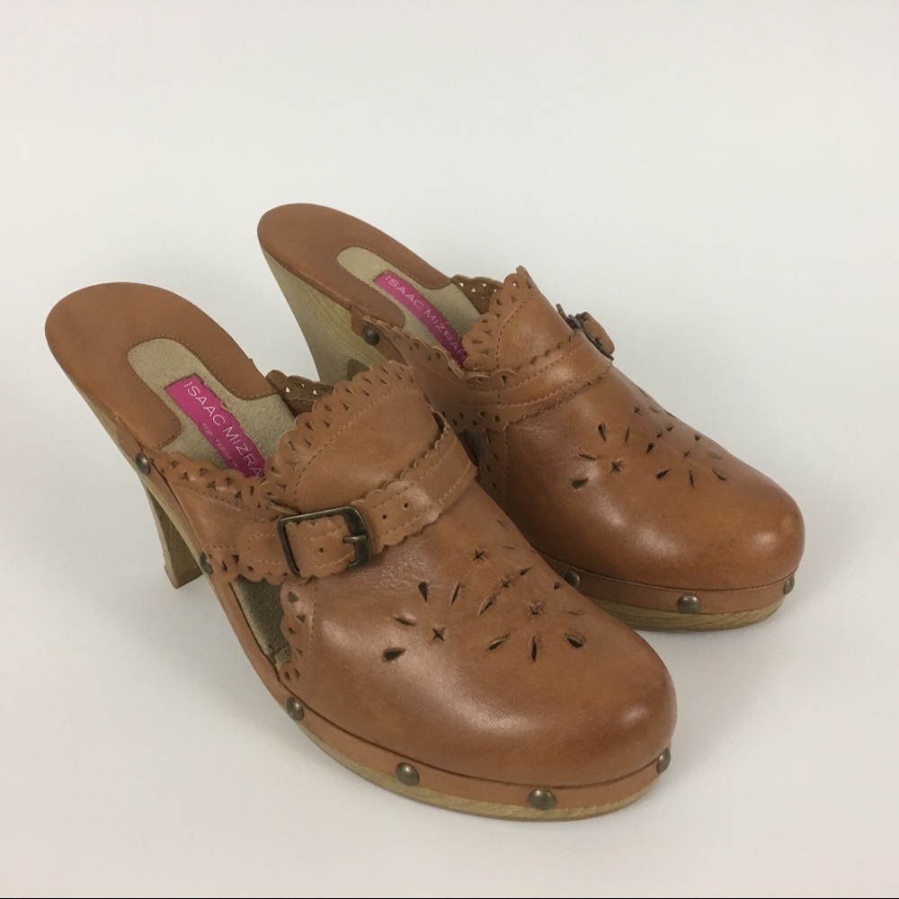 Isaac Mizrahi Blondie Mules Heels Leather Upper